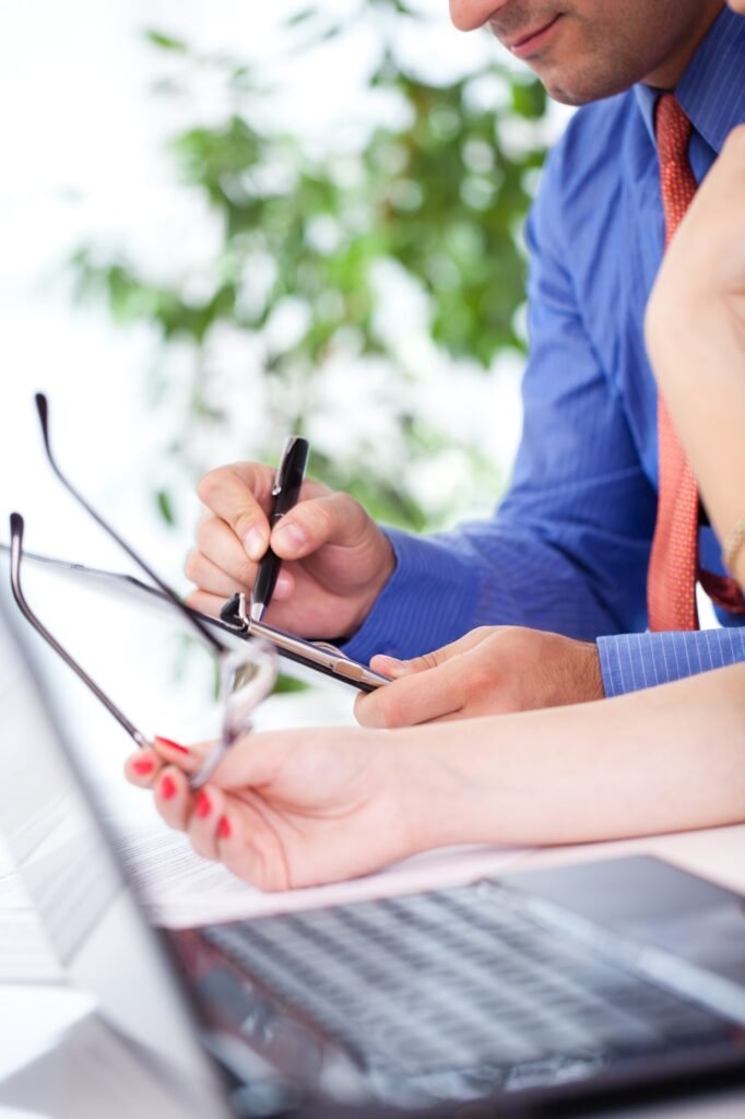 Business partners is working in office