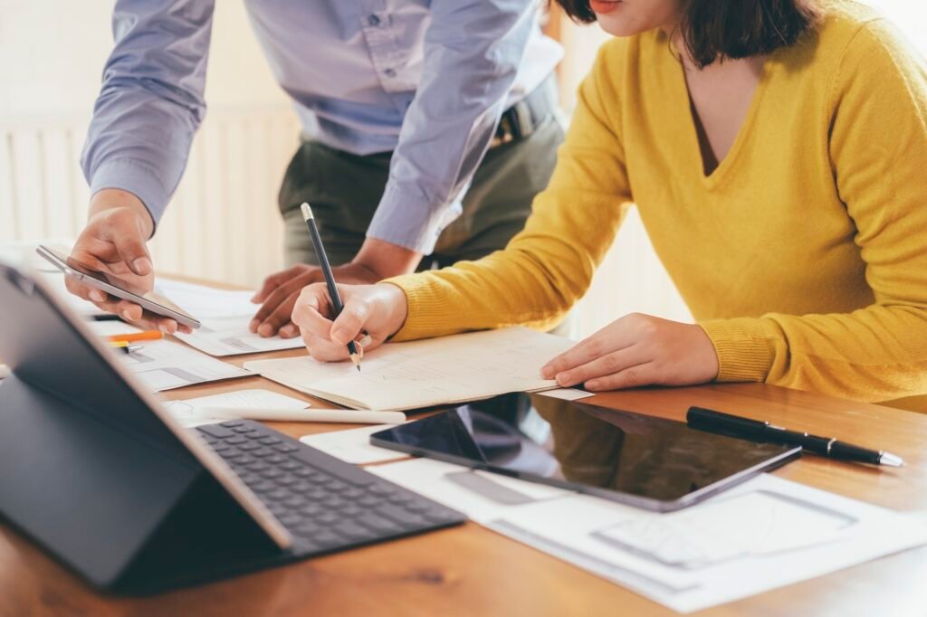 Software developer team working on new computer software project